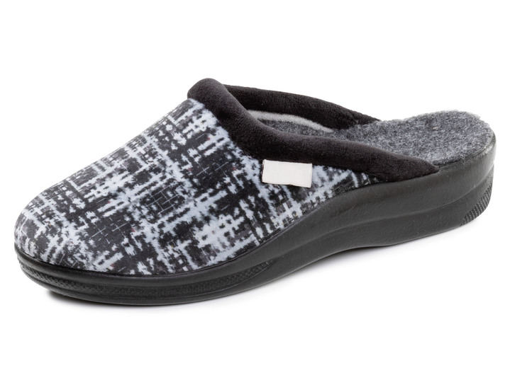 Huisschoenen - Klassieke damespantoffels, breedte G, met comfortabele vulling, in Größe 036 bis 041, in Farbe ZWART Ansicht 1