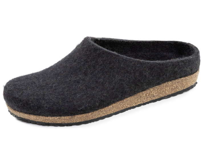 Huisschoenen - Klassieke damespantoffels, breedte G, gemaakt van scheerwol, in Größe 036 bis 042, in Farbe GRAFIET Ansicht 1