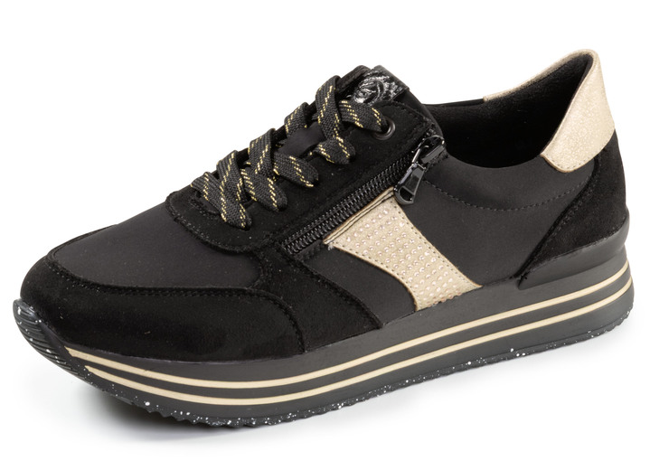 Slipper & Schnürschuhe - Sneaker, in Größe 036 bis 042, in Farbe SCHWARZ-GOLD Ansicht 1