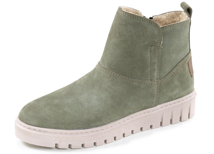Laarzen & laarsjes - ELENA EDEN, warme dames enkellaarsjes, winterschoenen, breedte H, met uitneembaar voetbed, in Größe 036 bis 042, in Farbe OLIV Ansicht 1