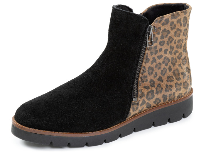Laarzen & laarsjes - ELENA EDEN, trendy dames enkellaarsjes, breedte G, met uitneembaar voetbed, in Größe 036 bis 042, in Farbe SCHWARZ-BRAUN Ansicht 1
