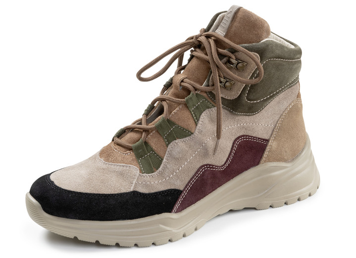 Laarzen & laarsjes - Waldläufer, comfortabele dames enkellaarsjes, breedte H, met uitneembaar voetbed, in Größe 3 1/2 bis 8, in Farbe TAUPE-MULTICOLOR Ansicht 1
