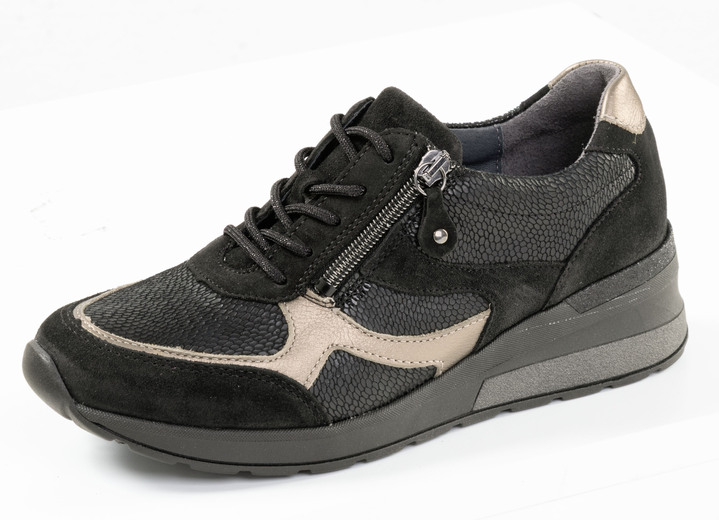 Instappers & veterschoenen - Waldläufer, comfortabele damessneakers, breedte H, met uitneembaar voetbed, in Größe 3 1/2 bis 8, in Farbe ZWART-BRONS Ansicht 1
