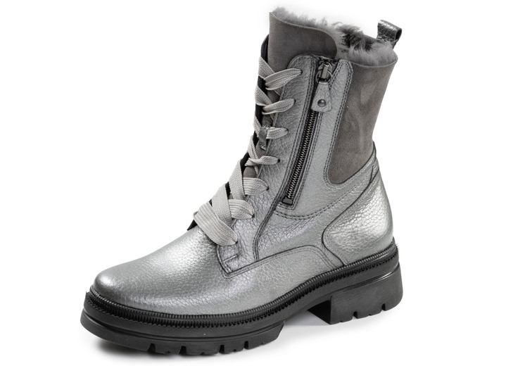 Laarzen & laarsjes - Waldläufer, gevoerde dames enkellaarsjes, winterschoenen, breedte H, met lamsvacht, in Größe 3 1/2 bis 8, in Farbe ANTIEK ZILVER Ansicht 1