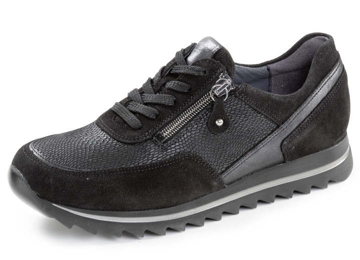 Instappers & veterschoenen - Waldläufer, comfortabele damessneakers, breedte H, met uitneembaar voetbed, in Größe 3 1/2 bis 8, in Farbe ZWART Ansicht 1