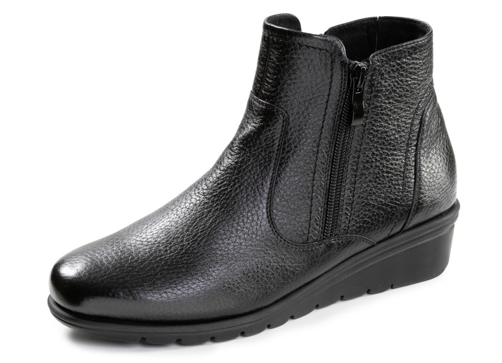 Laarzen & laarsjes - ELENA EDEN, gevoerde dames enkellaarsjes, winterschoenen, breedte G, met rits, in Größe 036 bis 042, in Farbe SCHWARZ Ansicht 1