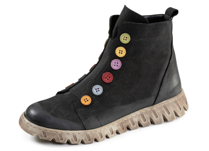 Laarzen & laarsjes - Gemini, trendy dames enkellaarsjes, winterschoenen, breedte G, met uitneembaar voetbed, in Größe 036 bis 042, in Farbe ZWART Ansicht 1