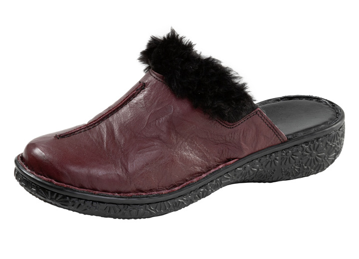 Sandalettes & slippers - ELENA EDEN, klassieke damesklompen, breedte G, met pluche, in Größe 036 bis 042, in Farbe BURGUND Ansicht 1