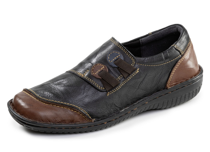 Instappers & veterschoenen - ELENA EDEN, klassieke damespantoffels, breedte G, met uitneembaar voetbed, in Größe 036 bis 043, in Farbe SCHWARZ-BRAUN Ansicht 1