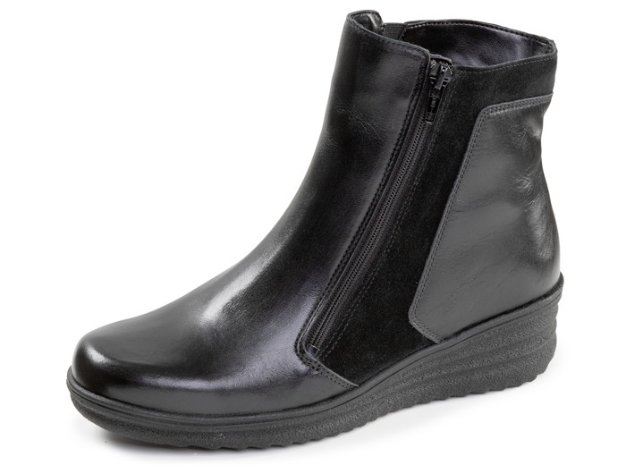 Laarzen & laarsjes - ELENA EDEN, gevoerde dames enkellaarsjes, winterschoenen, breedte H, met lamsvacht, in Größe 036 bis 042, in Farbe ZWART Ansicht 1