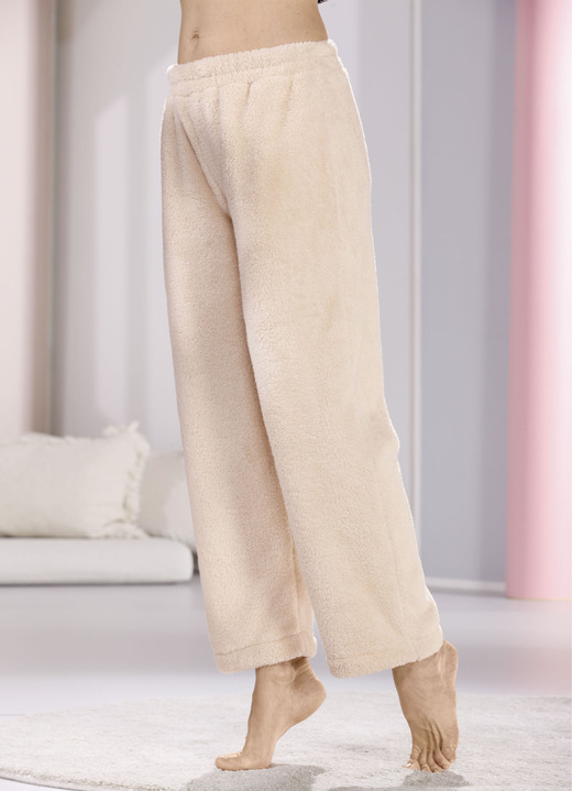 Pyjama's & shorties - Lange loungebroek met elastische tailleband, in Größe 036 bis 052, in Farbe ECRU Ansicht 1