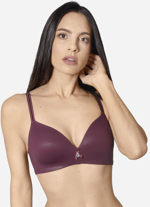 BH zonder beugel - Elegante glinsterende Sassa-bh, in Größe 075 bis 095, in Cup B, in Farbe BORDEAUX Ansicht 1