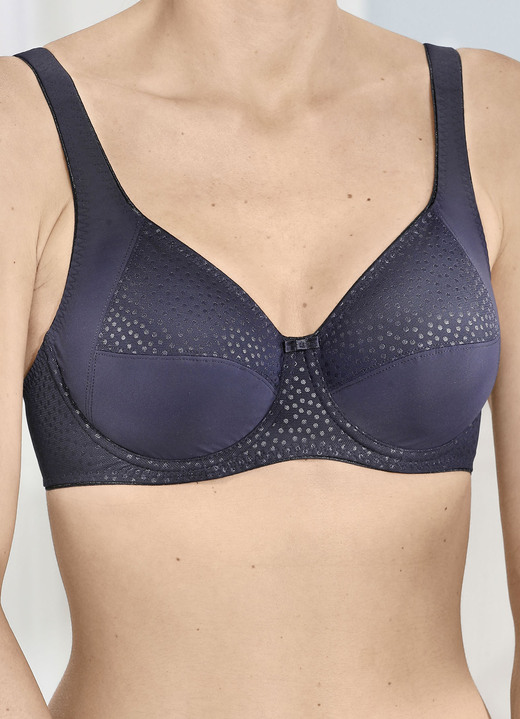 BH met beugel - Beugelbeha met mooi jacquardmotief, in Größe 075 bis 105, in Cup B, in Farbe MARINE Ansicht 1