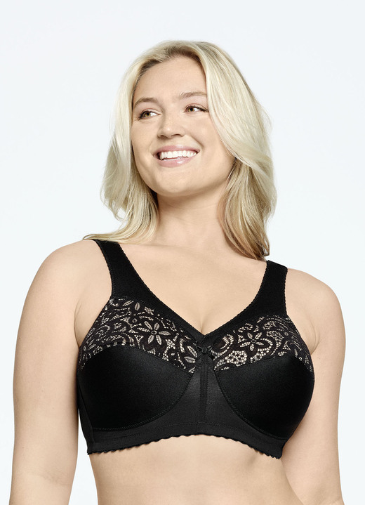 Soft-BH - Glamorise steunbeha met geborduurd kant, in Größe 080 bis 130, in Cup I, in Farbe ZWART Ansicht 1