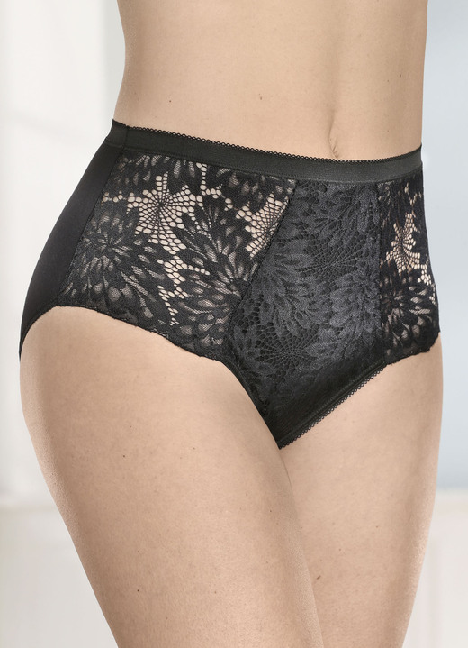 Slips - Laurina vierpack slips met elastische kant, in Größe 038 bis 050, in Farbe 2X ZWART, 2X WIT Ansicht 1