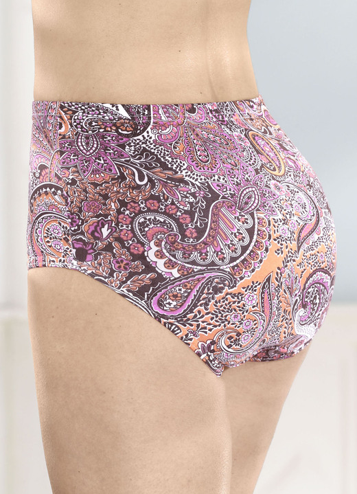 Slips - Verpakking van vijf slips met paisley-motief, in Größe 038 bis 056, in Farbe BRAUN-ORANGE-BUNT Ansicht 1