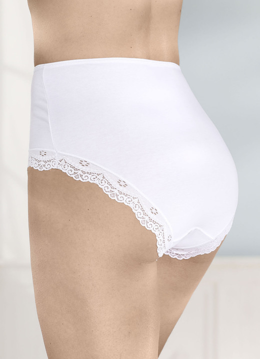 Slips - Verpakking van vier slips met elastische kant, in Größe 038 bis 054, in Farbe WEISS Ansicht 1