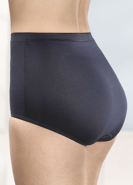 Slips - brio lingerie vijf-pack slips met subtiele glanzende afwerkingen, in Größe 040 bis 058, in Farbe 3X MARINE, 2X WEISS Ansicht 1