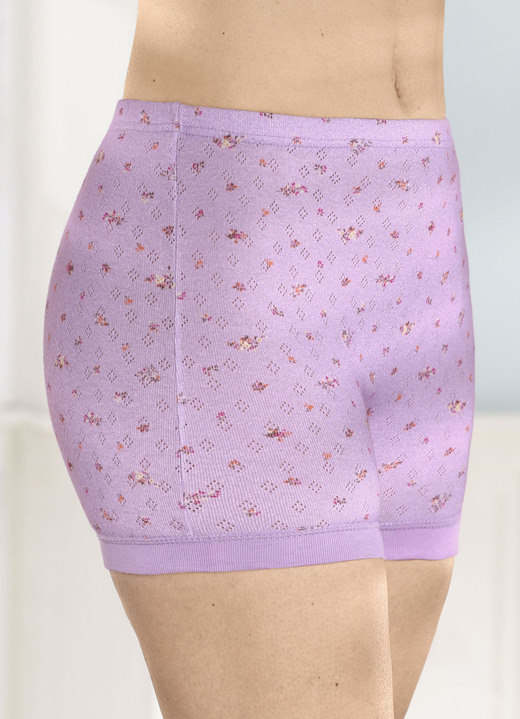 Pantyslips - Verpakking van vier slipjes met een fijn opengewerkt design, in Größe 038 bis 056, in Farbe 2X FLIEDER, 2X APRICOT Ansicht 1