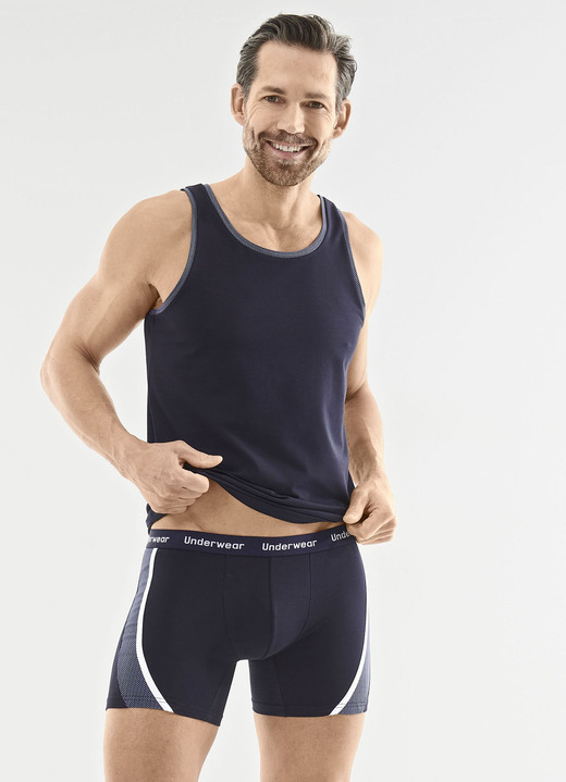 Unterhemden - Dreierpack Achselshirts, in Größe 005 bis 011, in Farbe 2X NAVY, 1X SCHWARZ Ansicht 1