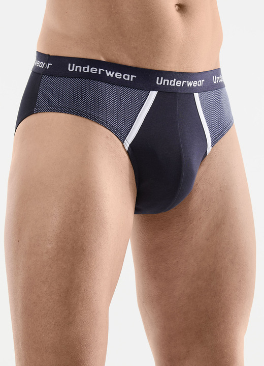 Slips & onderbroeken - Drie-pack slips met bedrukte inzetstukken, in Größe 004 bis 010, in Farbe 2X NAVY, 1X SCHWARZ Ansicht 1