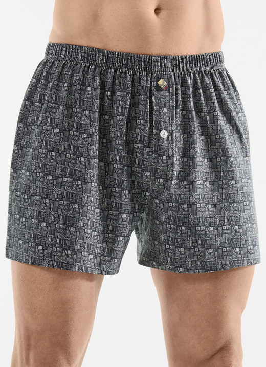 Pants & boxershorts - Drie-pack boxershorts met all-over design, in Größe 005 bis 016, in Farbe 3X ANTHRAZIT-GRAU
