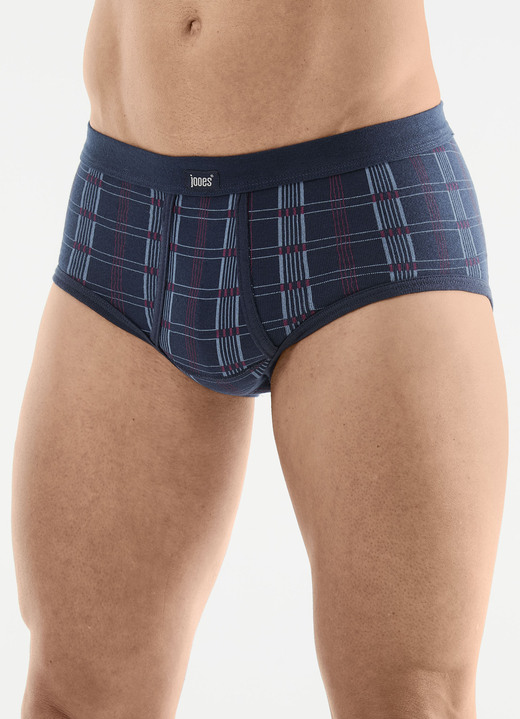 Slips & onderbroeken - Verpakking met vijf fijne ribslips, in Größe 005 bis 014, in Farbe 3X MARINE-BUNT, 2X TAUBENBLAU-BUNT Ansicht 1