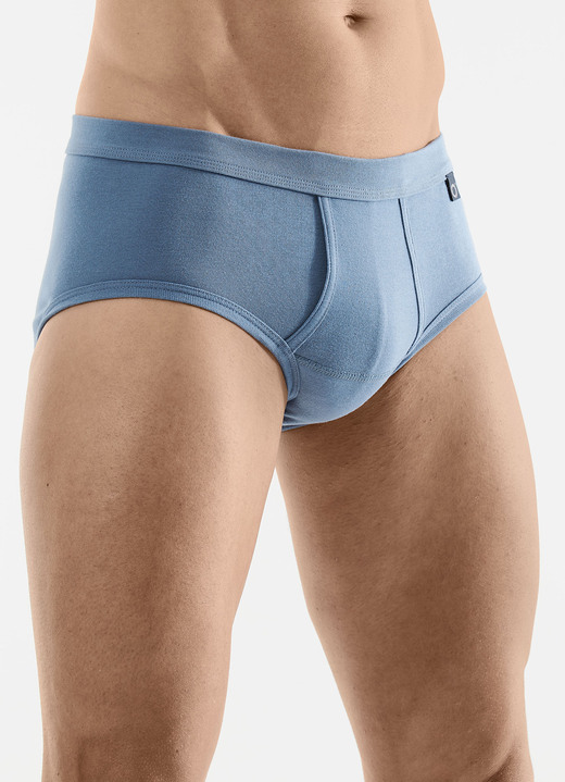 Slips & onderbroeken - Pfeilring driepack fijne ribslips, in Größe 005 bis 014, in Farbe 2X JEANSBLAU, 1X MARINE