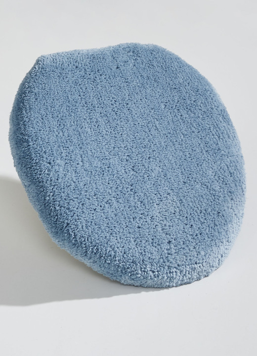 Badmatten - Onderhoudsvriendelijke badkamerset, ideaal voor mensen met een allergie, in Größe 100 (tapijt, 50/ 80 cm) bis 112 (Toiletdekselafdekking 47/50 cm), in Farbe BLAU Ansicht 1