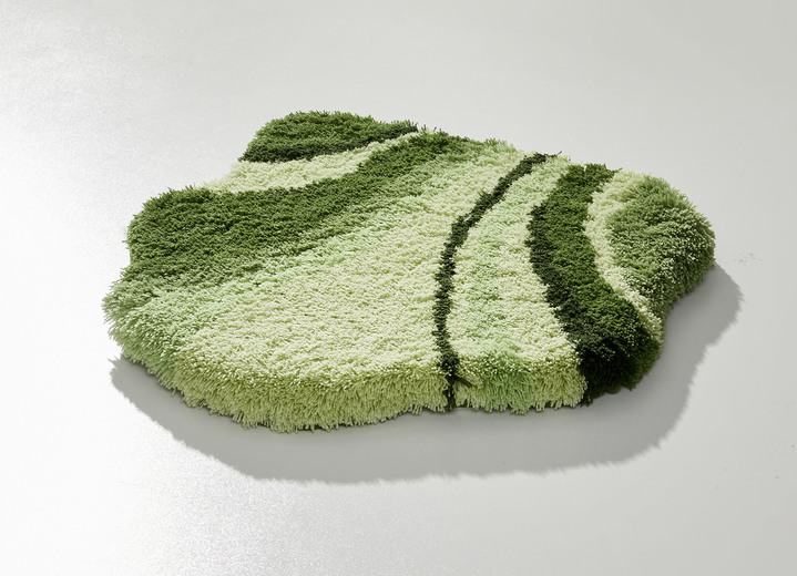 Badmatten - Geweldige badkamerset in blotevoetenzachte kwaliteit, in Größe 100 (Matje, halfrond 50/80 cm) bis 112 (Toiletdekselafdekking 47/50 cm), in Farbe GROENTE Ansicht 1