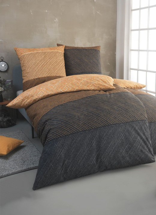 Irisette - Knuffelzachte katoenen beddengoedset, in Größe 112 (80/80 cm + 135/200 cm) bis 115 (80/80 cm + 155/220 cm), in Farbe BEIGE-GRAU Ansicht 1