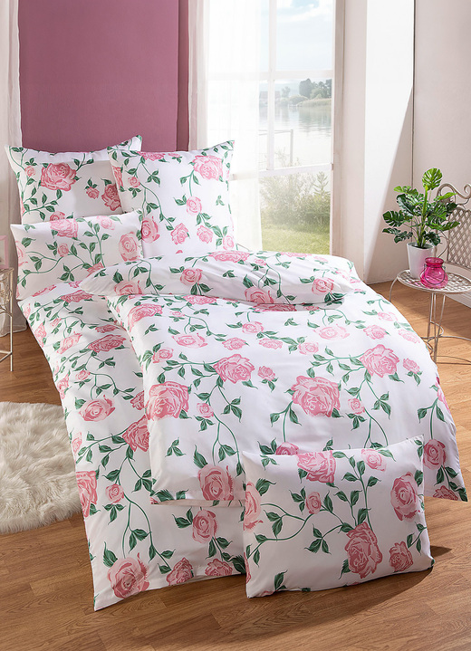 Beddengoed - Florella beddengoedset in microvezelkwaliteit, in Größe 111 (40/80 cm + 135/200 cm) bis 115 (80/80 cm + 155/220 cm), in Farbe ROSÉ