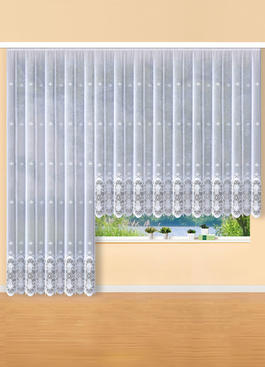 Klassiek - Stijlvolle jaloezie met automatische vouwband 1:3, in Größe 140 (H 120 x B 300 cm) bis 298 (H 245 x B 600 cm), in Farbe WEISS Ansicht 1