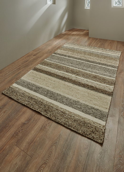 Modern - Bruggen en tapijten van natuurlijke materialen, in Größe 103 (vloerkleed, 60 x 90 cm) bis 292 (tapijt, 250 x 350 cm), in Farbe GESTREEPT Ansicht 1