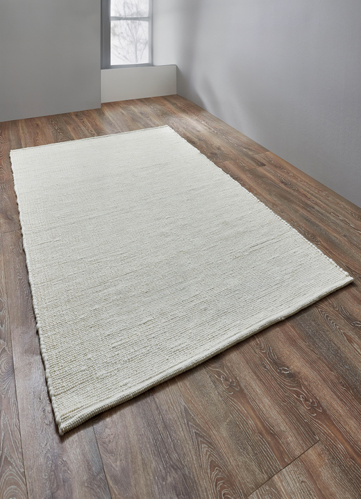 Modern - Handgeweven bruggen en tapijten van scheerwol, in Größe 103 (vloerkleed, 60 x 90 cm) bis 299 (tapijt, 290 x 390 cm), in Farbe ECRU Ansicht 1