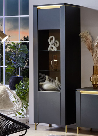 Vitrinekast met LED-verlichting en softclose