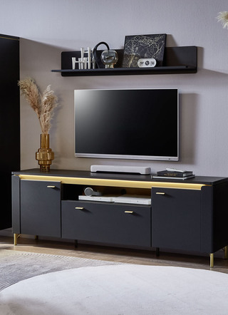 TV longboard met LED verlichting en wandplank