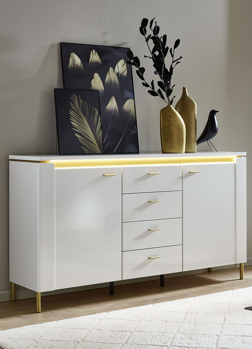 Sideboards - Dressoir met ledverlichting en softclose, in Farbe WITGOUD Ansicht 1