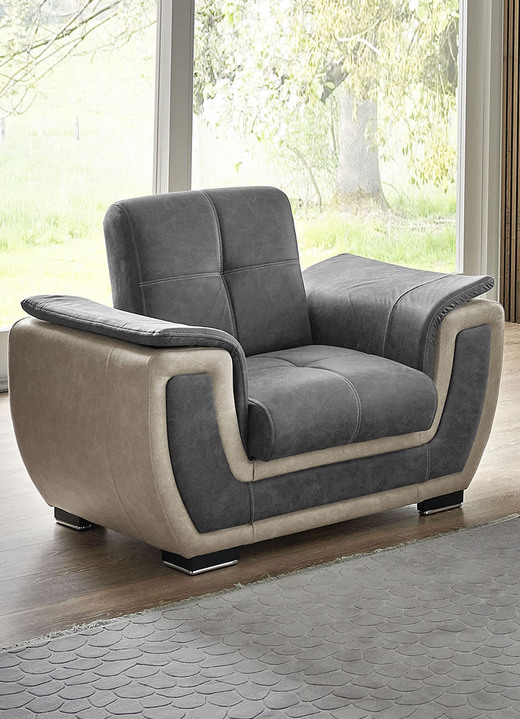 Gestoffeerde meubels - Gestoffeerde meubels met bedfunctie, in Farbe GRIJS-CRÈME, in Ausführung Fauteuil Ansicht 1