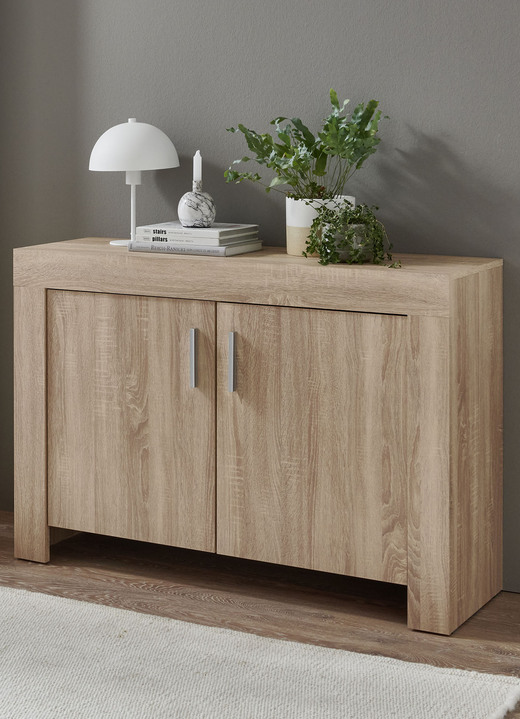 Commodes - Ladekast met handgrepen in aluminiumlook, in Farbe SONOMA-EIKEN Ansicht 1