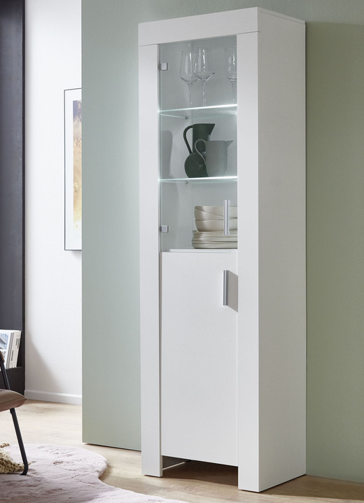 Vitrinen - Vitrine, 2-türig, Links, in Farbe WEISS, in Ausführung 2-türig, Türanschlag links Ansicht 1