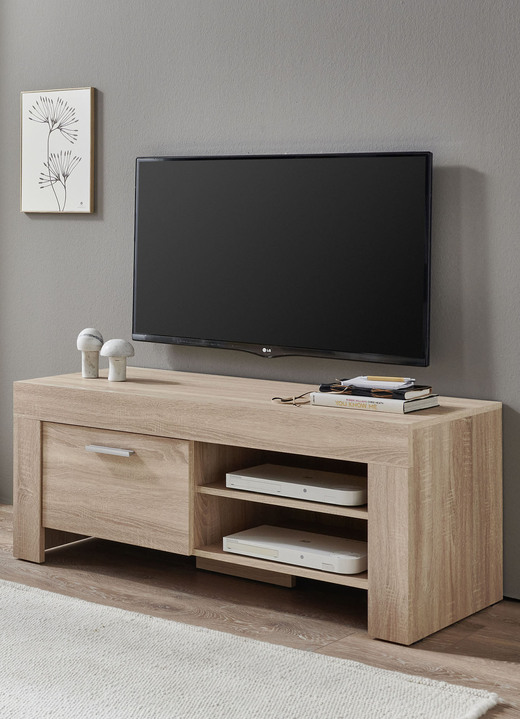 TV- & hifi-meubels - TV longboard met handvatten in aluminiumlook, in Farbe SONOMA EIK, in Ausführung klein Ansicht 1
