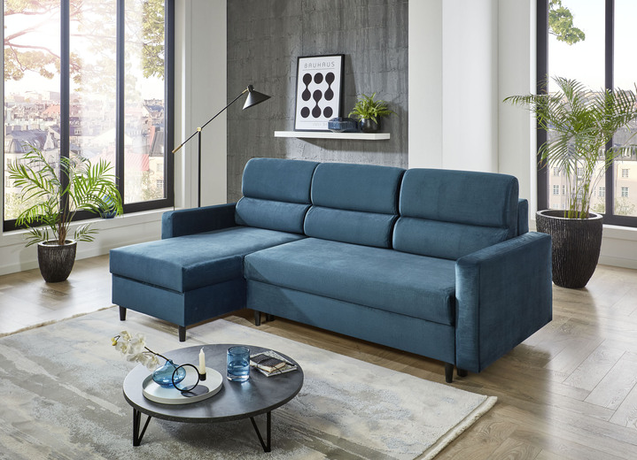 Hoekbankstellen - Gestoffeerde hoek met functie, in Farbe BLAUW Ansicht 1