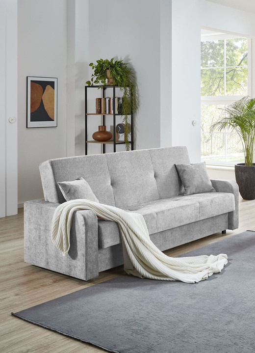 Slaap sofa`s - Slaapbank met bedkast, in Farbe HELLGRAU Ansicht 1