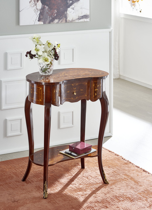 Bijzettafels - Consoletafel van massief hout, in Farbe OKKERNOOT