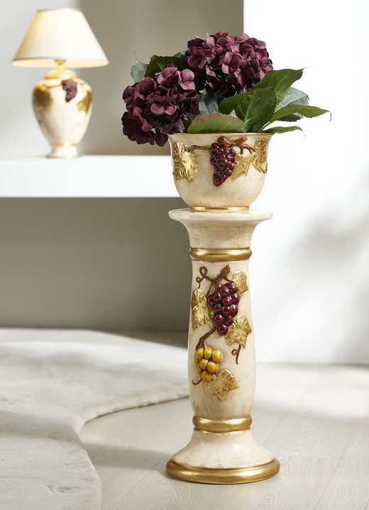 Wohnaccessoires - Säule mit Übertopf, in Farbe CREME