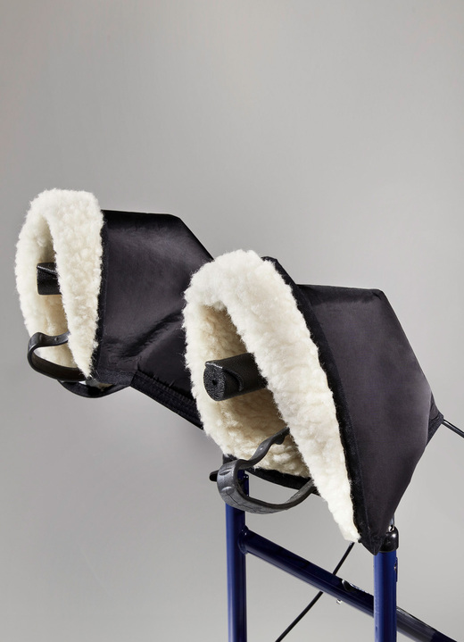 Rollators & rolstoelen - Handwarmers van scheerwol, in Farbe SCHWARZ