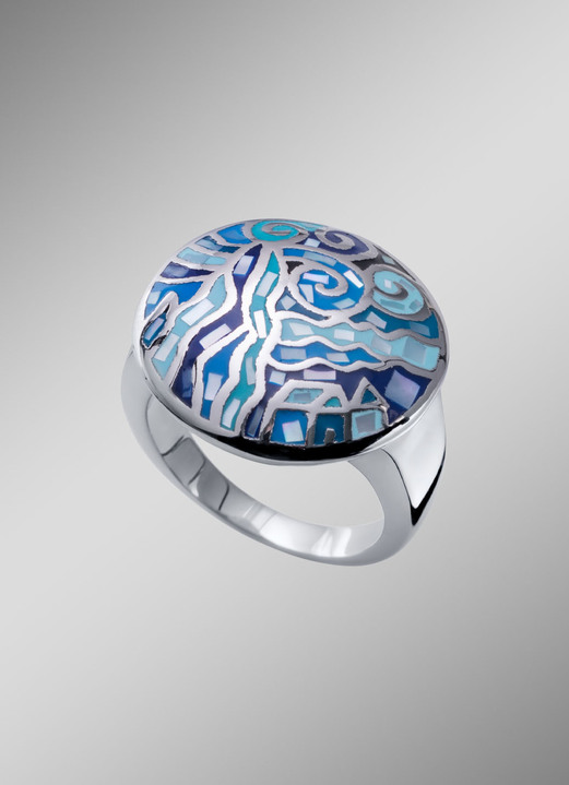 Ringen - Moderne damesring met mozaïekpatroon, in Größe 170 bis 200, in Farbe  Ansicht 1