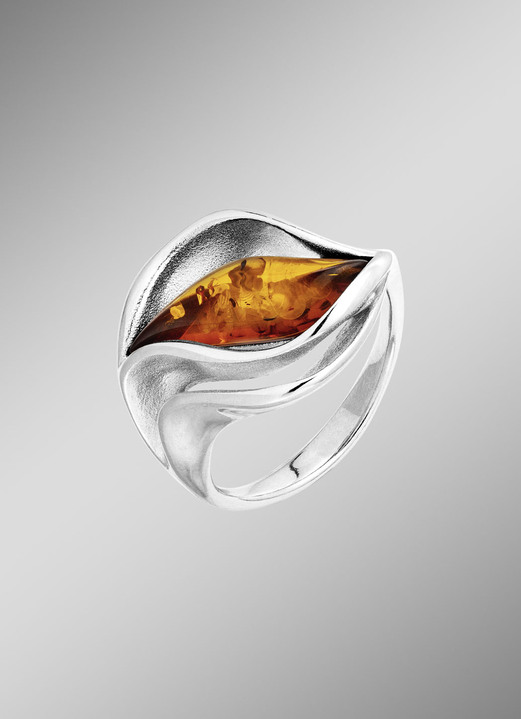 Ringen - Elegante damesring met echte barnsteen, in Größe 160 bis 220, in Farbe  Ansicht 1