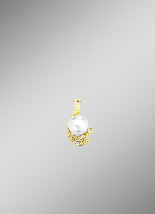 Hangers - Elegante hanger met zoetwaterparel en synthetische zirkonia, in Farbe  Ansicht 1